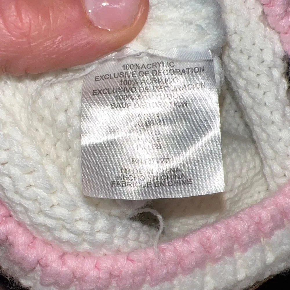 Cozy Pink and White Pom-Pom Kids Hat